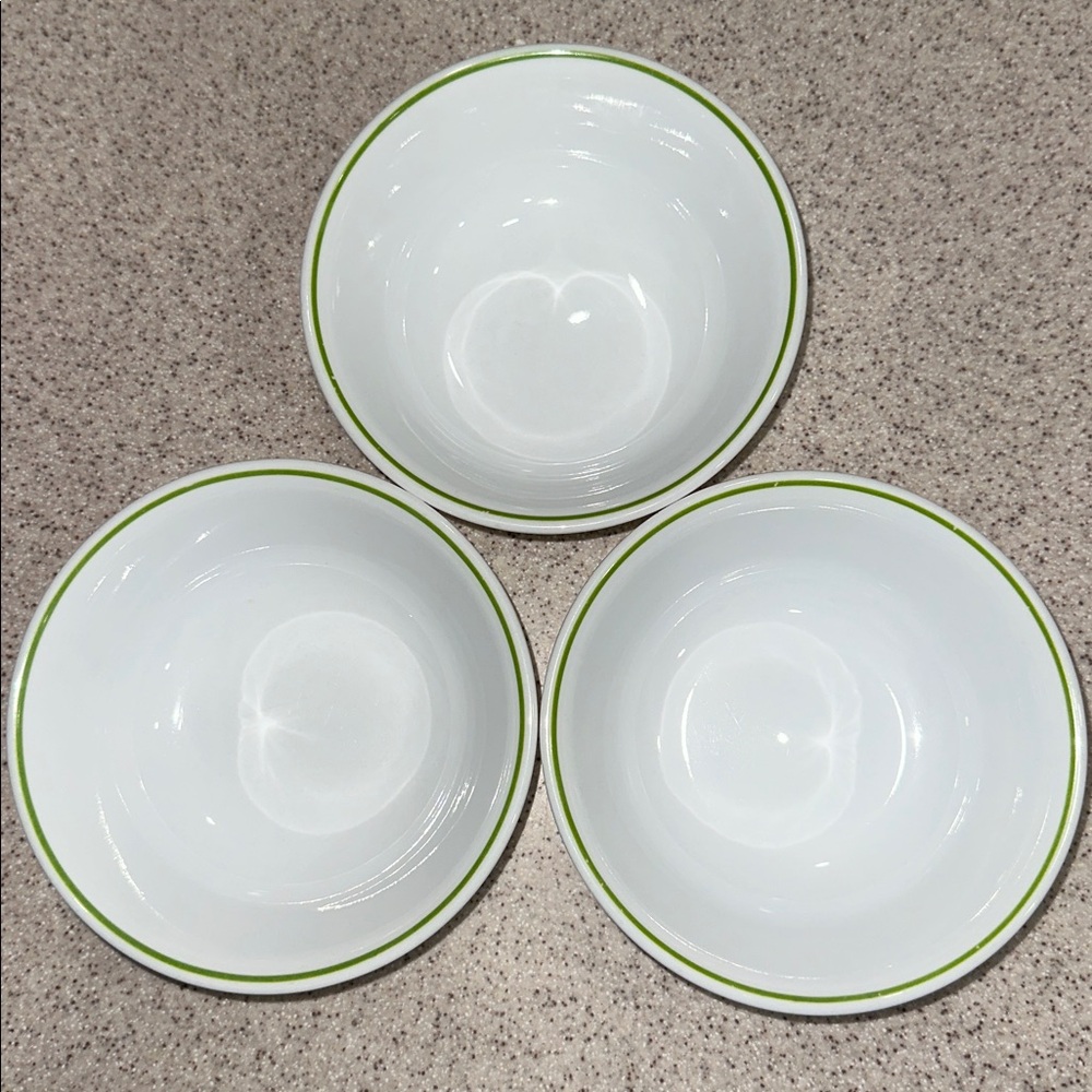 Vintage Corelle Wildflower Meadow White - Green Rim Bowls - set of 3